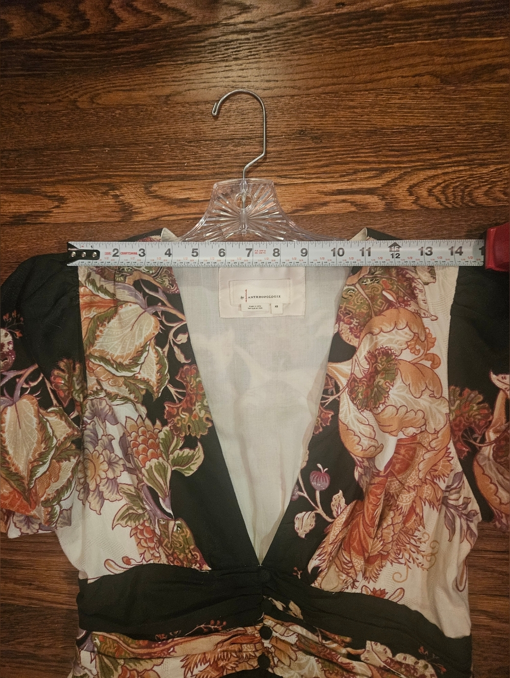 Anthropologie Katerina Button-Front Dress ✨ Cream Black Orange Floral Midi XS Bo - Picture 7 of 11